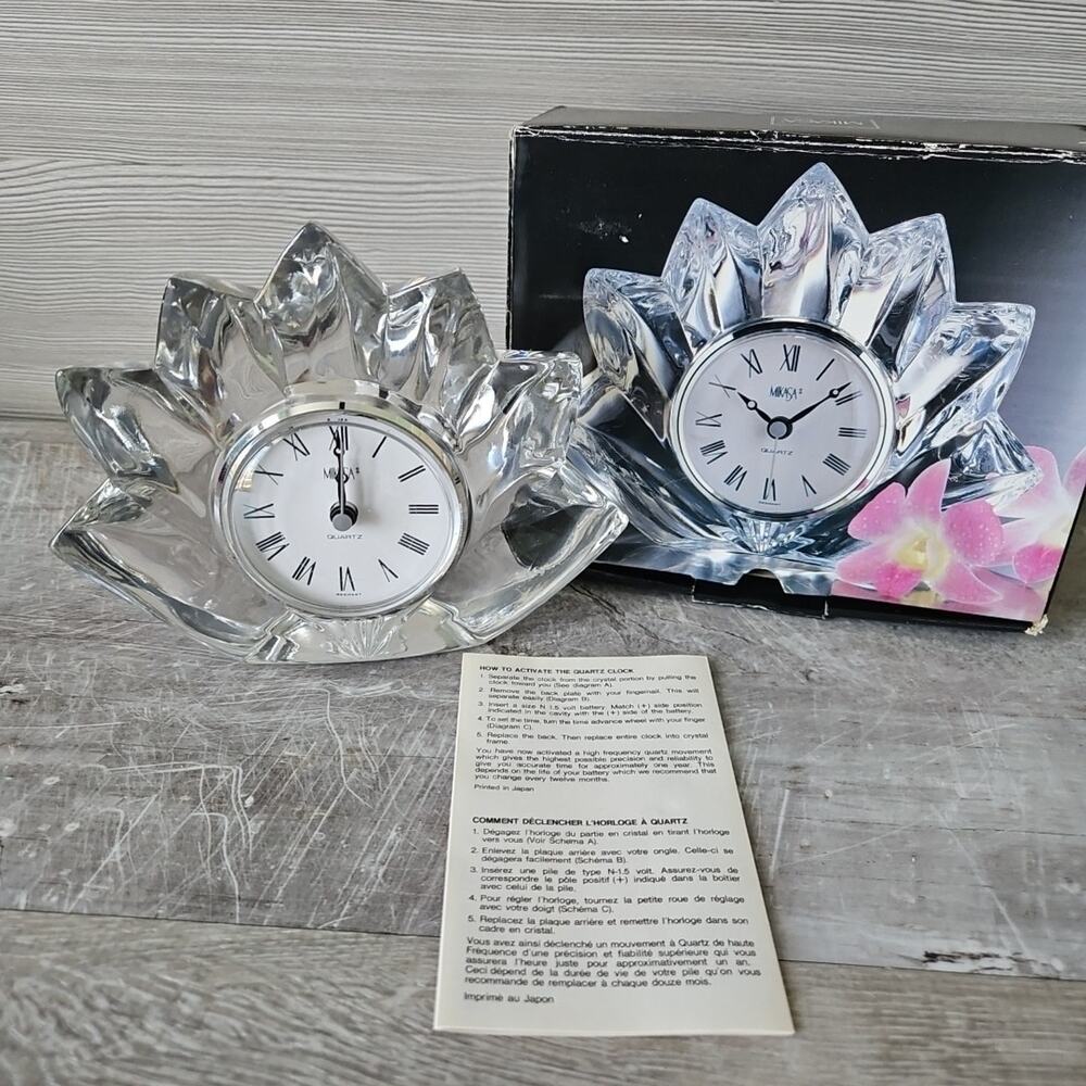Vintage Mikasa Fleurisse German Made Desk‎ Gift Clock Crystal Quartz